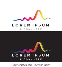 Rainbow pulse line sound wave  logo vector icon design 