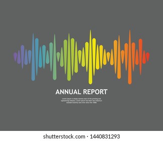 Rainbow Pulse music player. Audio colorful wave logo on grey background
