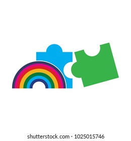 Rainbow Puzzle Logo Icon Design