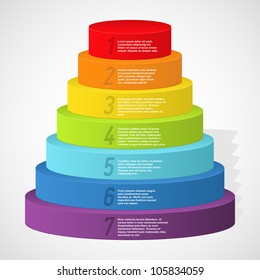 Rainbow pyramid with numbers. Vector illustration.