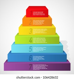 Rainbow pyramid with numbers. Vector illustration.