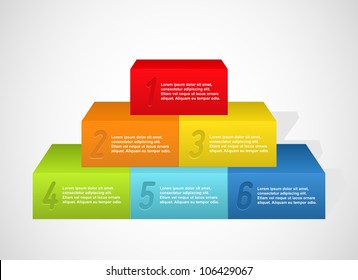 Rainbow pyramid with numbers. Vector illustration.