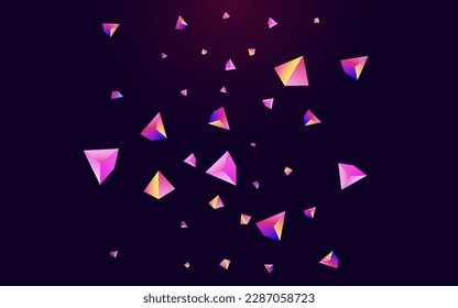 Rainbow Pyramid Vector Dark Violet Background. Cosmic Technology Shards Design. Magical Flying Stone Certificate. Bright Jewel Creative Presentation.