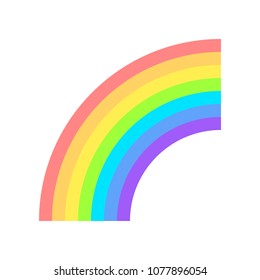 Rainbow, quarter of the arc. Colored flat icon on white background. Vector illustration.