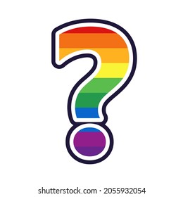 Rainbow question mark icon. Clipart image isolated on white background