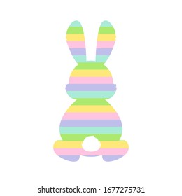 Rainbow rabbit silhouette. Happy easter.