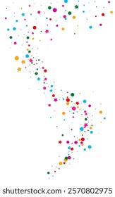 Rainbow Rain Abstract Vector White Background. Top Shine Card. Festival Confetti Illustration. Happy Circle Decoration Postcard.