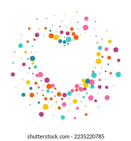 Rainbow Rain Decoration Vector White Background. Carnaval Dot Texture. Effect Confetti Background. Bright Round Fun Illustration.