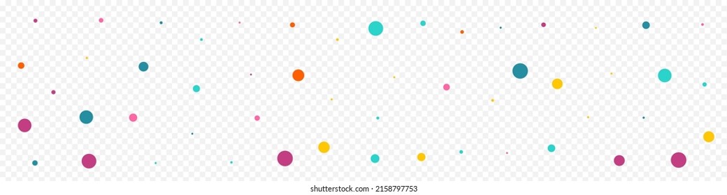 Rainbow Rain Flying Vector Panoramic Transparent Background. Abstract Confetti Pattern. FallingFestive Dust Background. Bright Circle Celebration Backdrop.