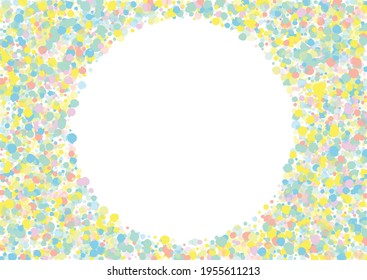 Rainbow Rain Happy White Background. Abstract Confetti Illustration. Independence Round Texture. Pastel Circle Carnival Invitation.