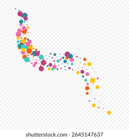Rainbow Rain Invitation Vector Transparent Background. Top Dust Invitation. Decoration Polka Design. Multicolored Round Festival Wallpaper.