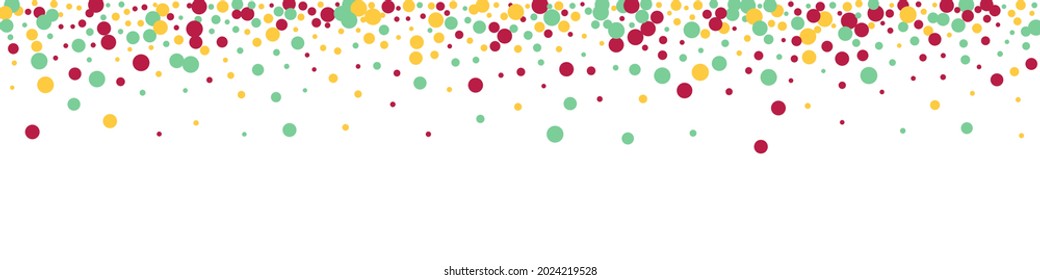 Rainbow Rain Invitation Vector White Panoramic Background. Top Circle Design. Flying Polka Backdrop. Orange Dot Celebrate Illustration.