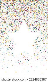 Rainbow Rain Transparent White Background. Festival Round Texture. Happy Dust Postcard. Green Polka Fun Invitation.