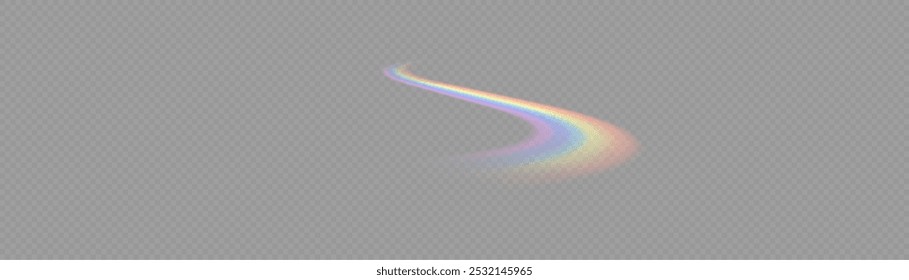 Arco iris. Icono de arco iris y gotas de lluvia sobre un fondo transparente. Grande conjunto de Vectores. Los cristales brillan con la luz del arco iris. Efecto de luz multicolor.