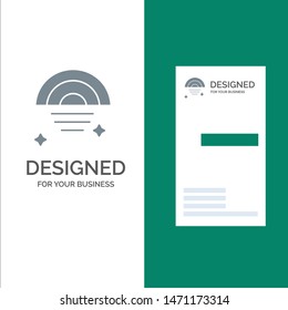 Rainbow, Rainy, Sky, Weather Grey Logo Design and Business Card Template. Vector Icon Template background