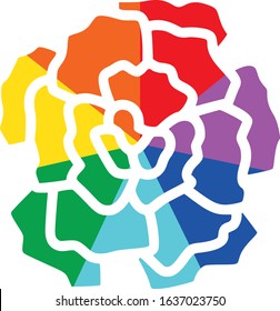 Rainbow Ray Flower Carnation Flat Vector Icon for Printing Anticlockwise 