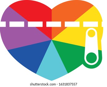 Rainbow Ray Heart Wallet Flat Vector Icon for Printing Clockwise C, D, E, F, G, A, B 