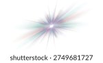 Rainbow ray of light, crystal star, refractive lens effect. Beautiful sun glare, bright light PNG.