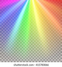 Rainbow rays  Color spectrum flare  Rainbow vector  Glaring effect and transparency  Abstract glowing light background  Graphic element for documents  templates  posters  flyers  Vector illustration