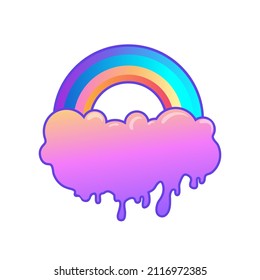 Rainbow with rays. Symbol of LGBT community. Gay Pride. Isolated vector illustration for t-shirts greeting cards, posters, patches, prints for clothes, emblems.