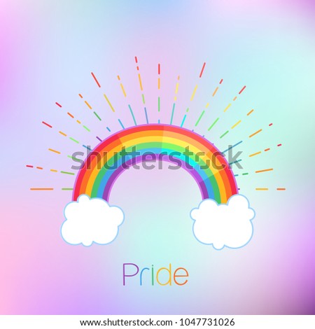 Rainbow with rays. Symbol of LGBT community. Gay Pride. Isolated vector illustration for t-shirts greeting cards, posters, patches, prints for clothes, emblems.