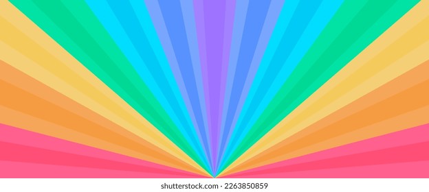 Fondo vectorial de los rayos arcoiris, colorido fondo de vacaciones para tarjeta de saludo y afiche, fondo de pantalla.