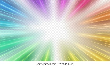 Rainbow Rays Zoom In Motion Effect, PNG Ready, Vector Illustration