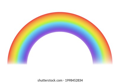 Rainbow realistic  Sun effect color arch  joyful summer spring sky  iridescent lights  natural weather effect  curved multicolor stripe after rain  Vector isolated illustration