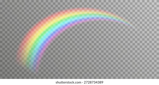 Rainbow receding into the distance with transparent effect. Vector