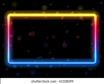 Rainbow Rectangle Border with Sparkles and Swirls. Editable Vector Illustration