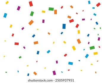 Rainbow Rectangular Confetti. Confetti celebration, Falling rainbow abstract decoration for party, birthday celebrate, anniversary or event, festive. Festival decor. Vector illustration