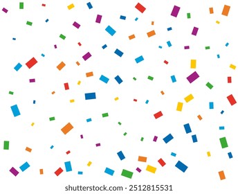 Rainbow Rectangular Confetti. Confetti celebration, Falling rainbow abstract decoration for party, birthday celebrate, anniversary or event, festive. Festival decor. Vector illustration