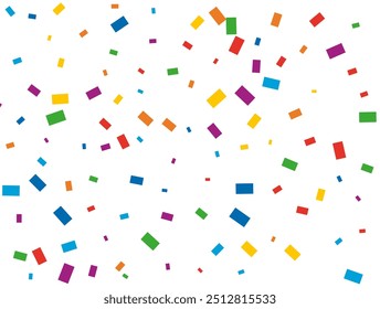 Rainbow Rectangular Confetti. Confetti celebration, Falling rainbow abstract decoration for party, birthday celebrate, anniversary or event, festive. Festival decor. Vector illustration