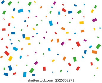 Rainbow Rectangular Confetti. Confetti celebration, Falling rainbow abstract decoration for party, birthday celebrate, anniversary or event, festive. Festival decor. Vector illustration