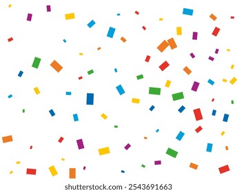 Rainbow Rectangular Confetti. Confetti celebration, Falling rainbow abstract decoration for party, birthday celebrate, anniversary or event, festive. Festival decor. Vector illustration