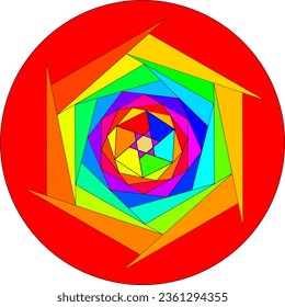 rainbow with rectangular spiral. abstract drawing