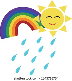rainbow. red orange yellow green blue purple. sun. rain. weather.