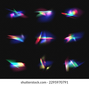 Rainbow reflection. Glass light realistic effects decent vector template set isolated