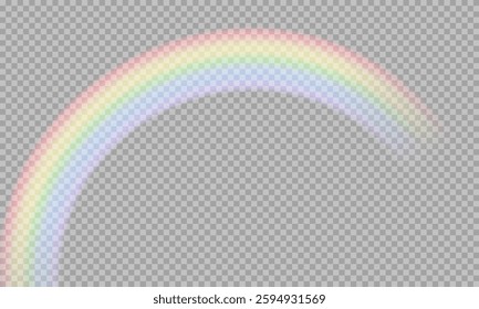 Rainbow reflection on transparent background, vector illustration of translucent sky rainbow template.