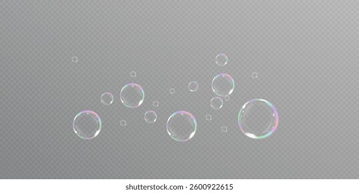  Rainbow Reflections: Realistic Soap Bubbles Collection.