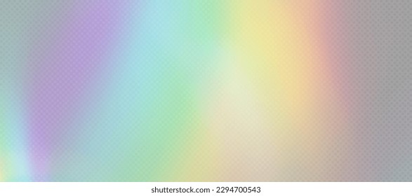 Superposición de refracción arcoiris, flor de fugas, efecto de luz prismática, luz solar arco iris, rayos holográficos con transparencia. Textura de foto retro de bokeh borrosa, resplandor de cámara vintage. Fondo vectorial.