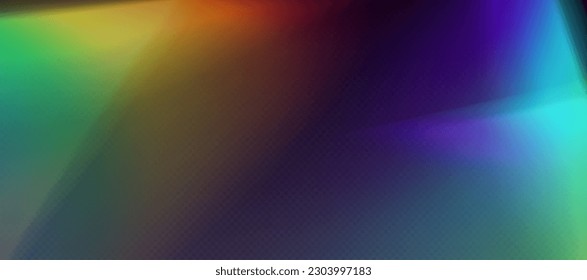 Superposición de refracción arcoiris, flor de fugas, efecto de luz prismática, luz solar arco iris, rayos holográficos con transparencia. Textura de foto retro de bokeh borrosa, resplandor de cámara vintage. Fondo vectorial.