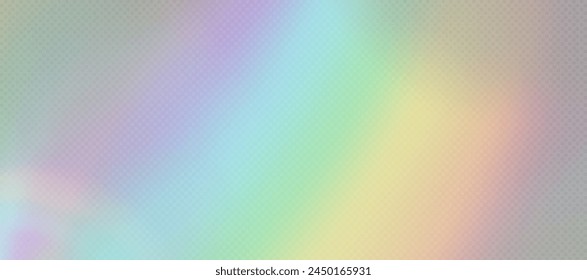 Superposición de refracción del arco iris, llamarada de fuga, efecto de luz del prisma, luz solar del arco iris, rayos holográficos con transparencia. Textura fotográfica retro bokeh borrosa, brillo de cámara vintage. Fondo de Vector.