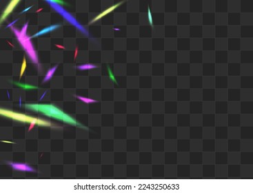 Rainbow Refraction Vector Transparent Background. Gradient Glints Effect Template. Hologram Blur Christmas Design. Bright Laser Foil Border.
