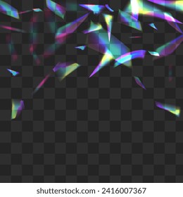 Rainbow Refraction Vector Transparent Background. Glow Flare Dreamy Pattern. Light Sparkle Festive Wallpaper. Bright Flying Foil Branch.