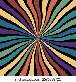 Rainbow retro background with swirls. Vector illustration for poster, print, card, background