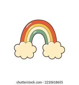 Rainbow in retro style. Flat vector illustration.