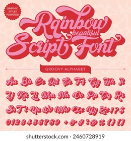 Rainbow Retro Vintage Display bold Font alphabet