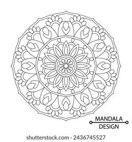 Rainbow Rhapsody Mandala of Coloring Book Page for Adults and Children. Easy Mandala Coloring Book Pages for Adults to Relax, Experiences Give Relief. Resizeable Vector File.