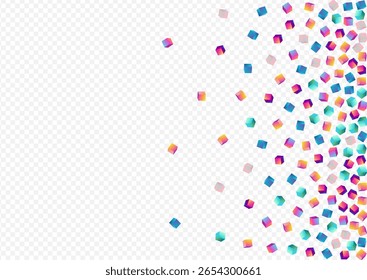 Rainbow Rhombus Vector Transparent Background. Bright Graphic Polygon Template. Style Confetti Wallpaper. Gradient Cube Shiny Image.